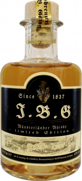 J.B.G Münsterländer Whisky 43%vol., gereift in neuen Fässern.