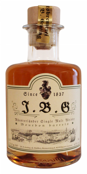 J.B.G Münsterländer Single Malt Whisky, 6 Jahre, 43%vol., ex Bourbon Barrels.