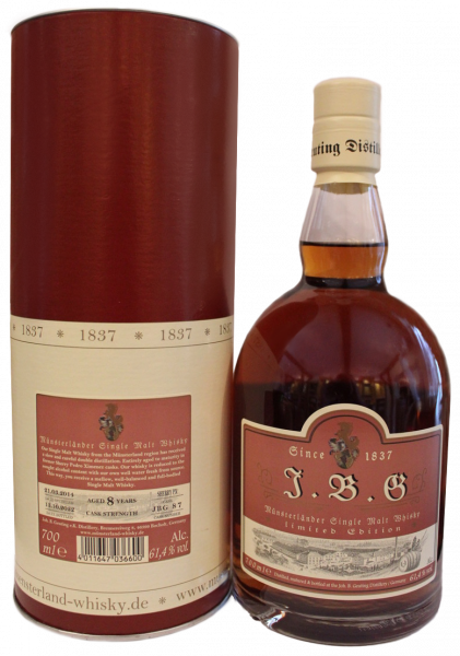 J.B.G Münsterländer Single Malt Whisky, 8 Jahre, ex Sherry PX Butt, Fassstärke 61,4%vol.