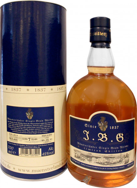 J.B.G Münsterländer Single Grain Whisky, 7 Jahre, Sherry Oloroso cask, 42%vol.